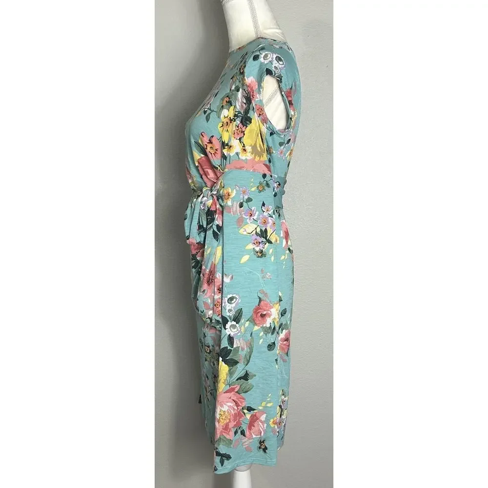 My Bump Maternity Dress Floral Side Bow Midi Dress Size Small